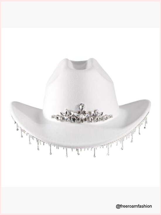 Rhinestone Cowboy Hat Wide Brim Bling Fringe for Women main image 7